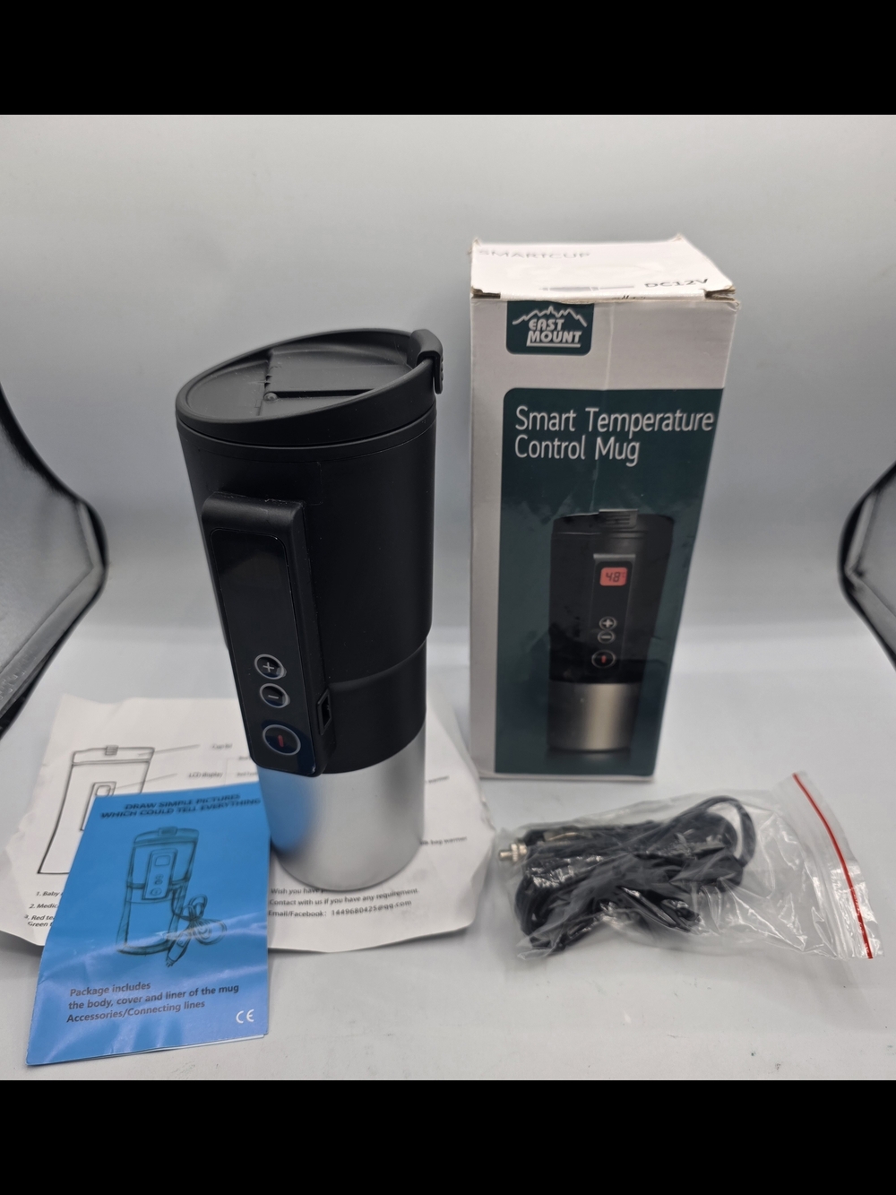 East Mount Smart Temperature Control Mug - Black & Silver
